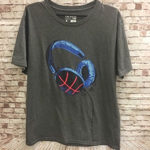 Adidas Gray T-Shirt The Go To Tee Neon Headset LG